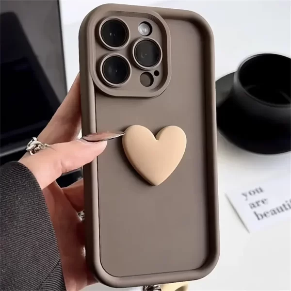 Luxury Cute 3D Love Heart Silicone Phone Case For iPhone 16 15 13 12 11 14 Pro Max X XR XS 16 Plus Shockproof Candy Back Cover - Image 4