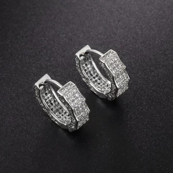 Iced Out Hoop Earrings Cubic Zirconia Huggie Cartilage Cuff Hypoallergenic Luxury Fashion Round Earrings for Men Jewelry - Image 22