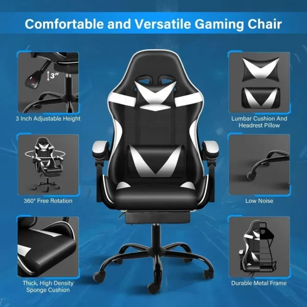 Adjustable Gaming Chair with Footrest - Image 2