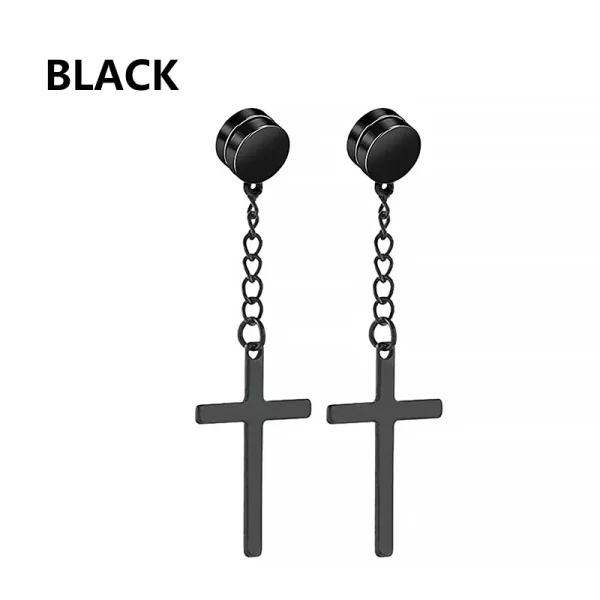 2pc Stainless Steel Men Cross Stars Punk Dangle Earrings Gothic Woman Cross Ear Hoop Earrings Huggies Pendant Piercing Jewelry - Image 23