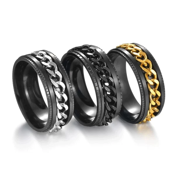 Titanium Steel Rotatable Chain Rings Men Women Stress Ring For Anxiety Couple Jewelry 8mm Corkscrew Rings Multifunctional Gift - Image 5