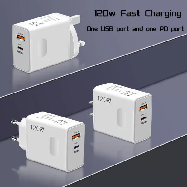 120W Fast Charger USB Type C PD Cable Fast Charging Quick Charge 3.0 Adapter For iPhone Xiaomi Samsung Oneplus Pixel Cellphones - Image 2