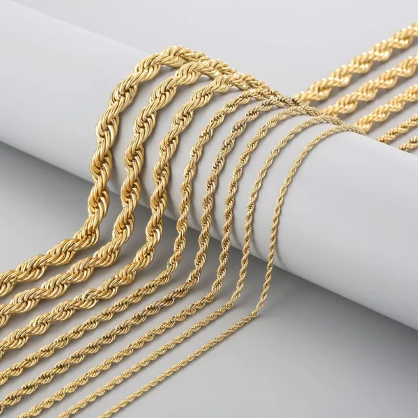 304 Stainless Steel Twist Rope Chain Necklace for Men Women PVD Gold Plated 2 3 4 5mm Width Accessories Wholesale - Image 6