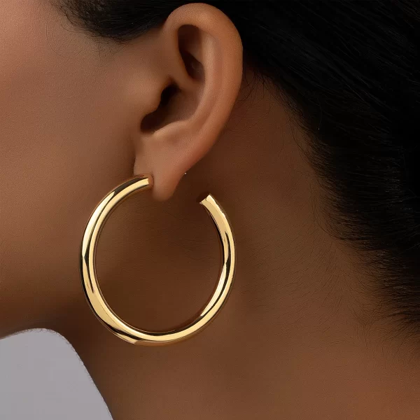 30/40/50mm C Shape Stainless Steel Hoop Earrings for Women Classic 14K Gold Plated Large Thick Hoop Earrings Fashion Accessories