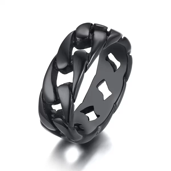 7MM Men Stainless Steel Ring for Men's Bands Hollow Hard Curb Link Chain Biker Ring - Image 7