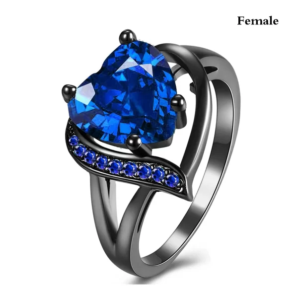 Fashion Couple Rings Romantic Women Heart Blue Rhinestones Zircon Ring Men Stainless Steel Celtic Dragon Ring Wedding Jewelry - Image 3