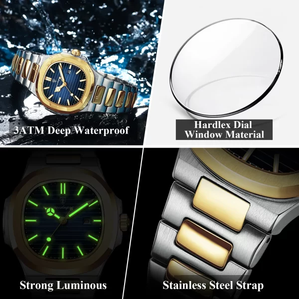 POEDAGAR Luxury Square Watch for Woman Waterproof Luminous Date Ladies Watch Stainless Steel Quartz Women's Watches Female Reloj - Image 4