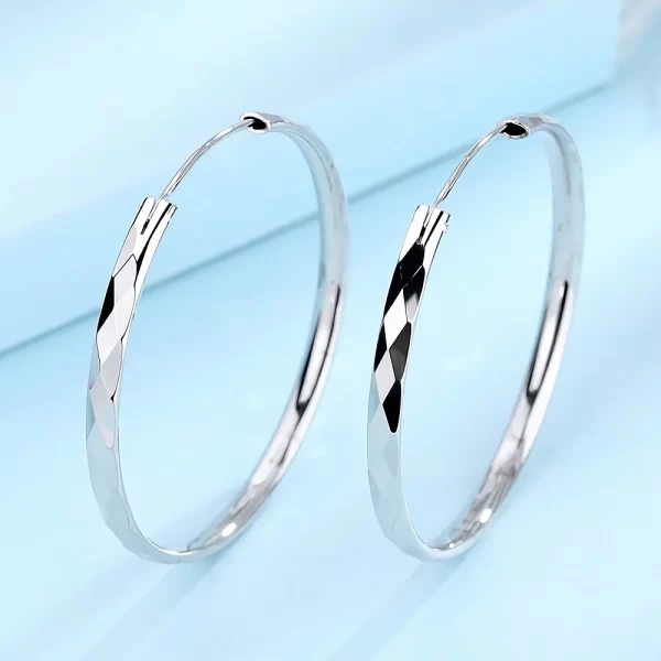 Fine 925 Sterling Silver Luxury 5CM Big Circle Hoop Earrings for Women Charms Original Designer Party Wedding Jewelry Gifts - Image 4