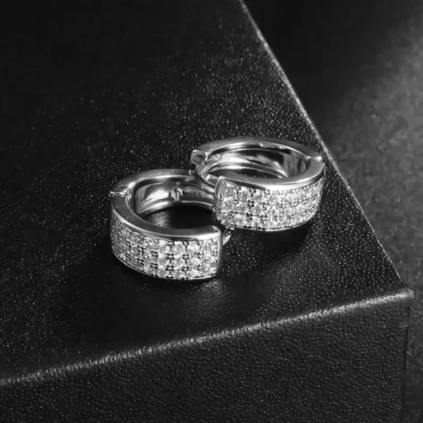 Iced Out Hoop Earrings Cubic Zirconia Huggie Cartilage Cuff Hypoallergenic Luxury Fashion Round Earrings for Men Jewelry - Image 13