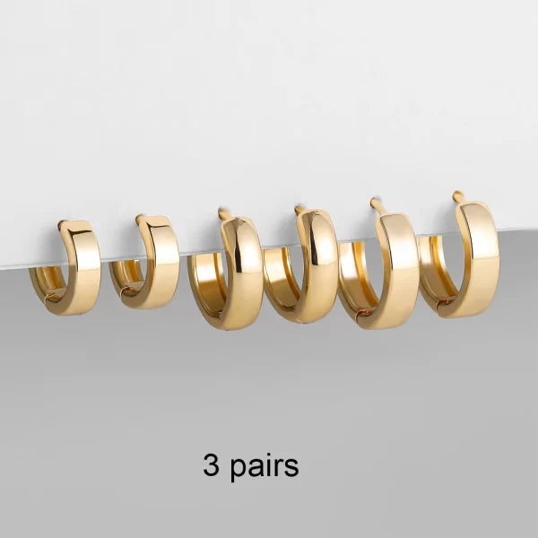 3 Pairs/set Punk Geometric Big Small Hoop Earrings for Women Men Gold Color Metal Chain Circle Huggie Earrings Korean Jewelry - Image 8