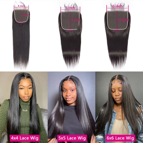 30 40inch Straight Human Hair Bundles with 5x5/6x6 Closure Brazilian Raw Bundles 100%Human Hair 13x4 Frontal Closure And Bundles - Image 3