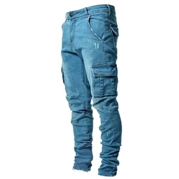 new Jeans Men Pants Wash Solid Color Multi Pockets Denim Mid Waist Cargo Jeans Plus Size Fahsion Casual Trousers Male Daily Wear - Image 8