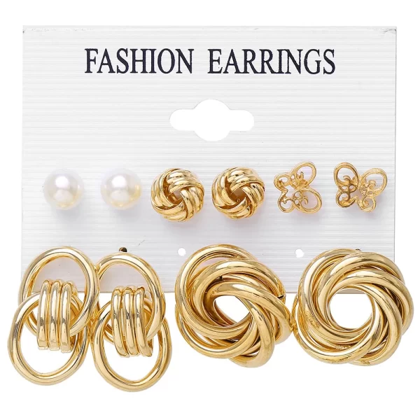 1Set Hot Selling Personalized Retro Pearl Heart Large Circle Earring Set for Women's Temperament Card Earrings Set Wholesale - Image 6