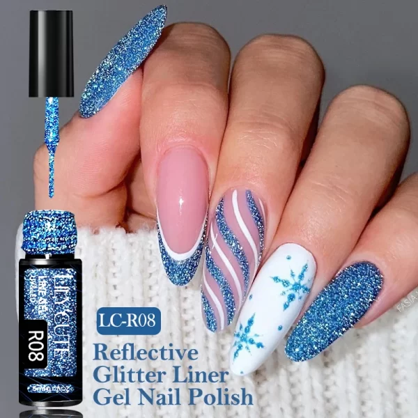 LILYCUTE 5ml Super Bright Silver Metallic Painting Liner Gel Nail Polish Drawing Stripe Graffiti Mirror Pull Line UV Gel Varnish - Image 88