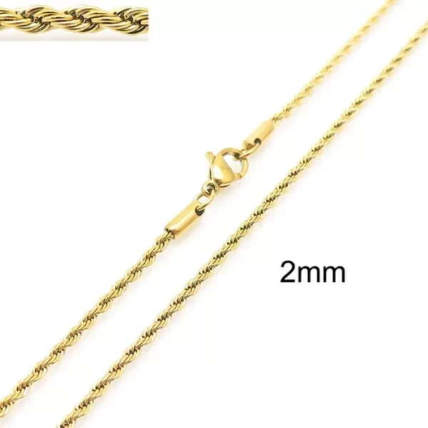 304 Stainless Steel Twist Rope Chain Necklace for Men Women PVD Gold Plated 2 3 4 5mm Width Accessories Wholesale - Image 10