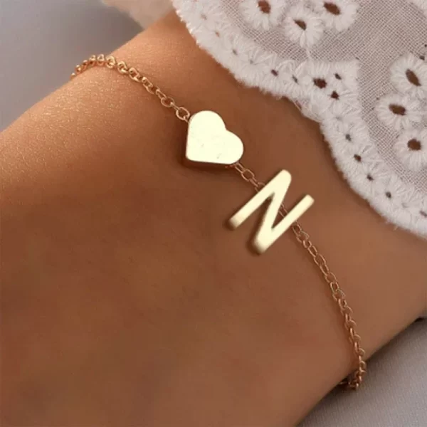 Fashion English Initial Letter Heart Bracelet DIY Personalized Name Bracelets Girls Women Anniversary Jewelry Gifts - Image 13