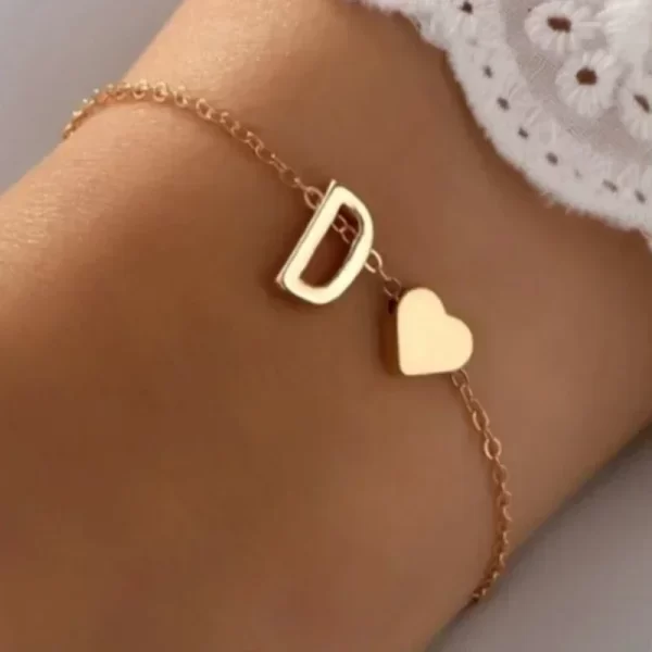 Fashion English Initial Letter Heart Bracelet DIY Personalized Name Bracelets Girls Women Anniversary Jewelry Gifts - Image 4