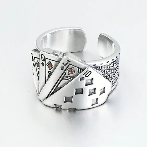 Cool Playing Card Finger Ring Open Adjustable Ring Hip Hop Lucky Band Ring - Image 4