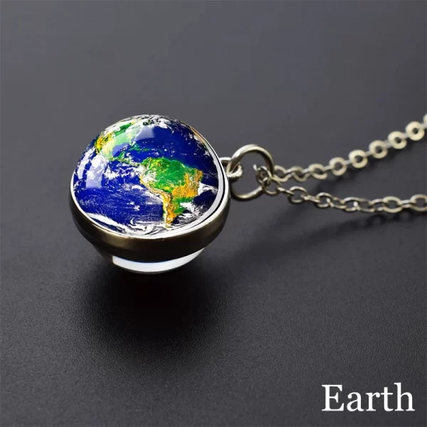 Solar System Universe Space Moon Sun Earth Planet Necklaces Two-sided Glass Ball Pendant Nebula Necklace Women Men Jewelry Gift - Image 13