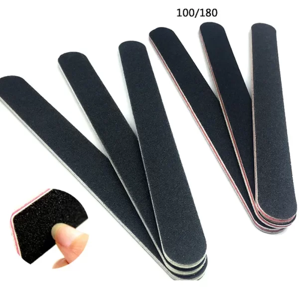 5pcs/10pcs Nailfile Professional Nail Buffer Black Sandpaper Strong Straight Lime Angle 100/180 Buffing Sanding Files - Image 2