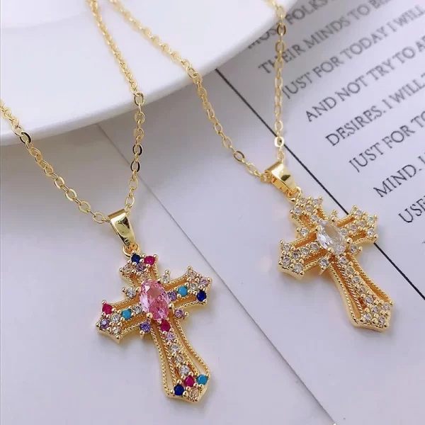 Men Women Hip Hop Zircon Cross Shiny Pendant Stainless Steel Necklace Charm Bling Exquisite Necklaces Jewelry Fashion Gifts - Image 5