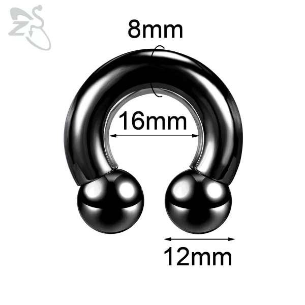 ZS 1 Piece 2/4/6/8G Black Color Stainelss Steel Horseshoe Nose Ring Men Punk Large Gauge Piercings Ear Expander Septum Piercing - Image 23