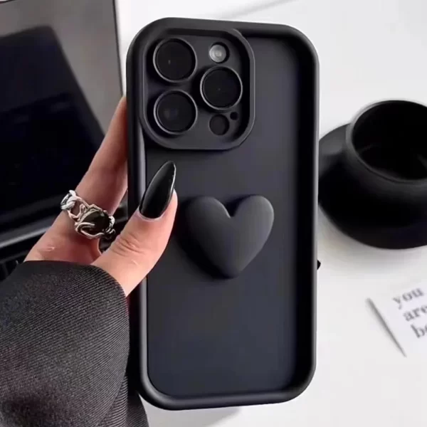 Luxury Cute 3D Love Heart Silicone Phone Case For iPhone 16 15 13 12 11 14 Pro Max X XR XS 16 Plus Shockproof Candy Back Cover - Image 7