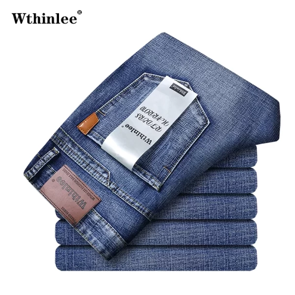 Business Men's Jeans Casual Straight Stretch Fashion Classic Blue Work Denim Trousers Male WTHINLEE Brand Clothing Size 28-40 - Image 8