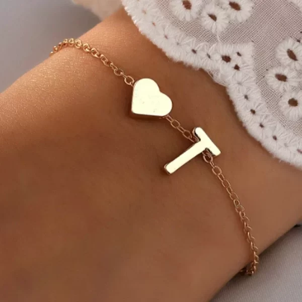 Fashion English Initial Letter Heart Bracelet DIY Personalized Name Bracelets Girls Women Anniversary Jewelry Gifts - Image 7