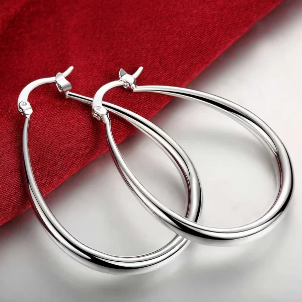 925 Sterling Silver 41MM Smooth Circle Big Hoop Earrings For Women Fashion Party Wedding Accessories Jewelry Christmas Gifts - Image 2