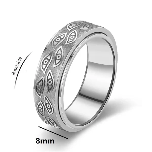 Anti Stress Stainless Steel Spinner Rings For Men Carved Demon Eye Rotatable Fidget Anxiety Joint Ring Jewelry Bague Homme - Image 8