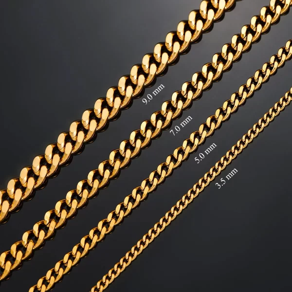 3.5mm/5mm/7mm/9mm Thickness Stainless Steel Cuban Curb Link Chain Necklace for Men Boys Silver Gold Black Color 14 to 30 Inches - Image 8