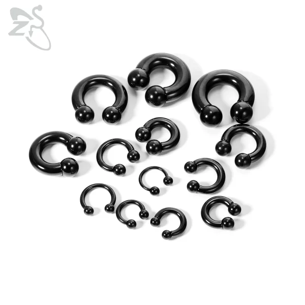 ZS 1 Piece 2/4/6/8G Black Color Stainelss Steel Horseshoe Nose Ring Men Punk Large Gauge Piercings Ear Expander Septum Piercing - Image 5