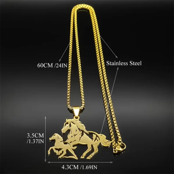 Big Horse With Pony Pendant Necklace for Women Men Stainless Steel Animal Running Horse Hollow Necklaces Jewelry Birthday Gifts - Image 6