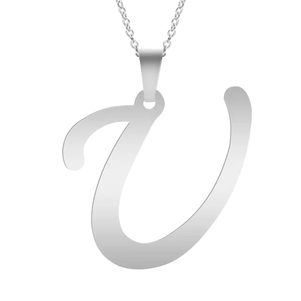 Fashion Letters A-Z Necklace for Women Men Stainless Steel High Quality English Alphabe Necklace A B C D E FGHIJKLMNOPQRSTUVWXYZ - Image 19