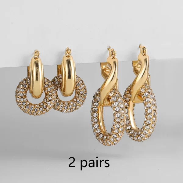 3 Pairs/set Punk Geometric Big Small Hoop Earrings for Women Men Gold Color Metal Chain Circle Huggie Earrings Korean Jewelry - Image 15