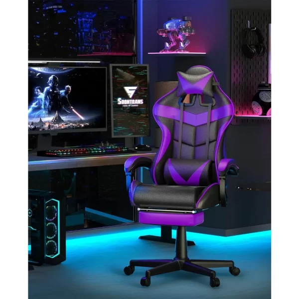 Computer Armchair Girlfriend Computer Gaming Chair Pink Gaming Chair With Footrest - Image 9