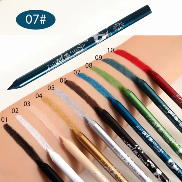 Waterproof Eyeliner Long Lasting Pencil Colourful Pigment Blue Black White Color Gel Eye Liner Pen Makeup Eye Beauty Cosmetics - Image 9