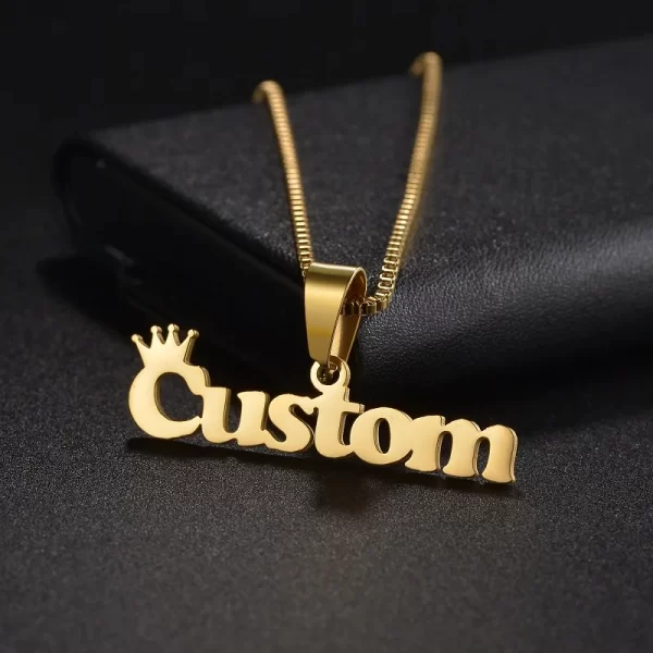 Custom Name Necklace Custom Jewelry Stainless Steel Personalized Crown Pendant For Women подвеска Men Collars Thick Chain Gifts - Image 35