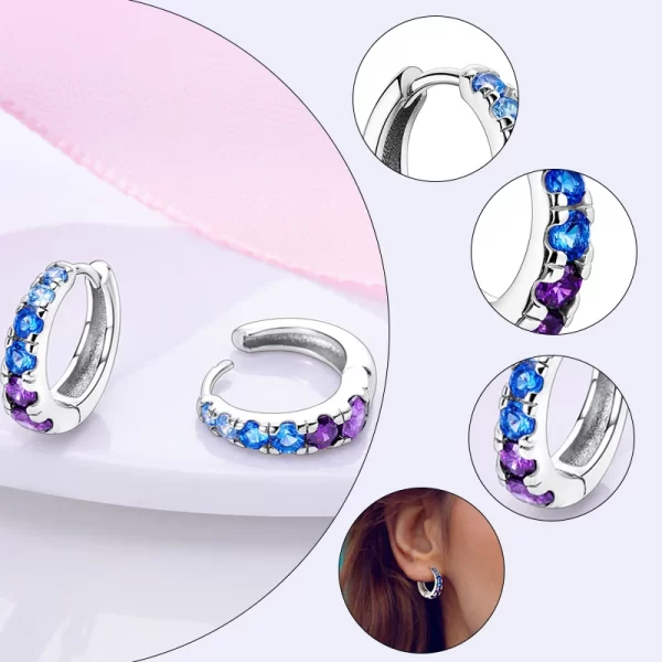 925 Sterling Silver Hoops Earrings Hypoallergenic Hoops Earrings With Zirconia Fashion High Quality Jewelry for Women Girls - Image 3