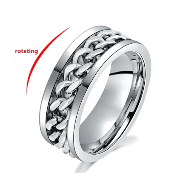 Titanium Steel Rotatable Chain Rings Men Women Stress Ring For Anxiety Couple Jewelry 8mm Corkscrew Rings Multifunctional Gift - Image 8