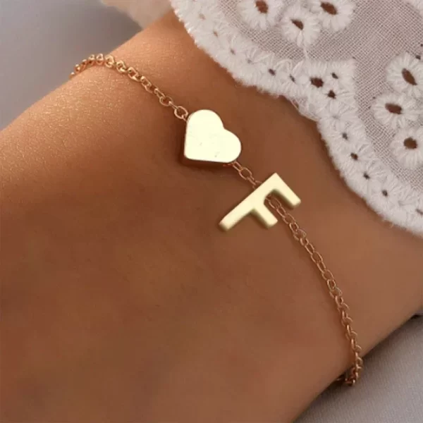 Fashion English Initial Letter Heart Bracelet DIY Personalized Name Bracelets Girls Women Anniversary Jewelry Gifts - Image 28