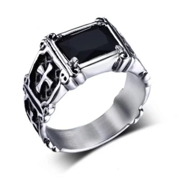 Fashion Personality Exquisite Red Zircon Cross Pattern Ring Charm Men's Party Jewelry Accessories Amulet Gift - Image 7