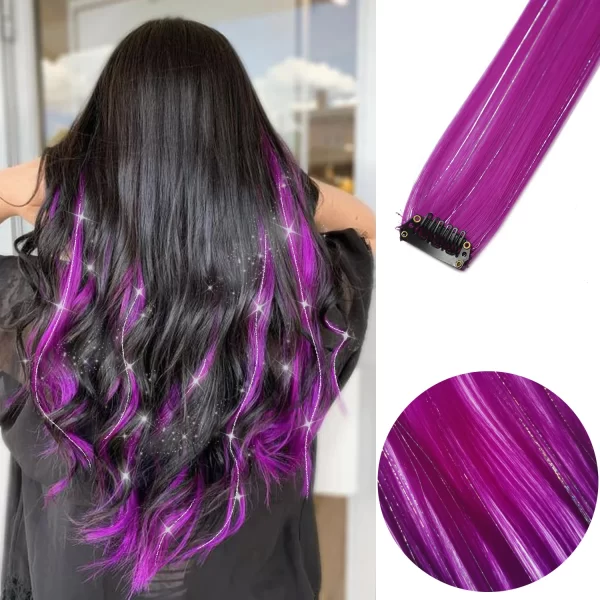 6pcs/pack Colored Party Highlights Clip in Hair Extensions for Girls 22 inches Multi-colors Straight Hair Synthetic Hairpieces - Image 20