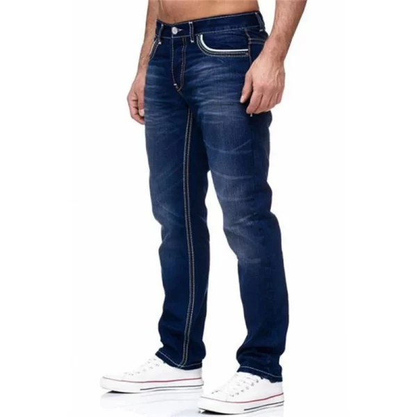 Men Jeans Solid Pockets Stretch Denim Straight Pants Spring Summer Business Casual Trousers Daily Streetwear Men's Clothing - Image 5