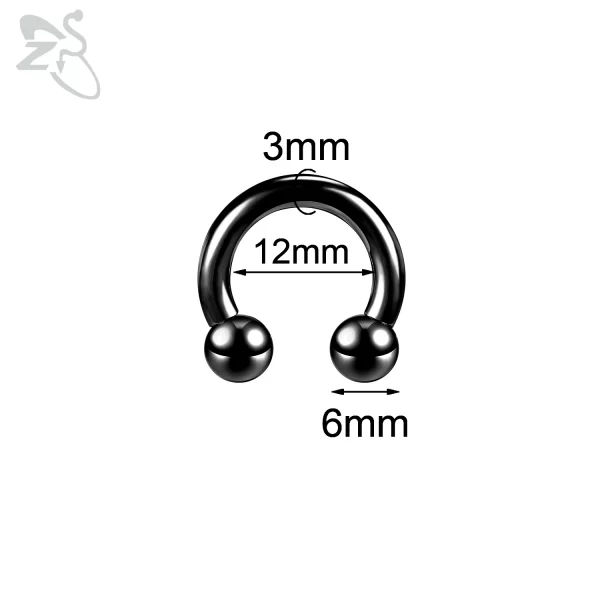 ZS 1 Piece 2/4/6/8G Black Color Stainelss Steel Horseshoe Nose Ring Men Punk Large Gauge Piercings Ear Expander Septum Piercing - Image 15