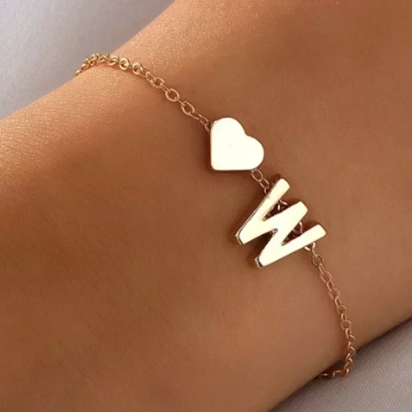 Fashion English Initial Letter Heart Bracelet DIY Personalized Name Bracelets Girls Women Anniversary Jewelry Gifts - Image 18