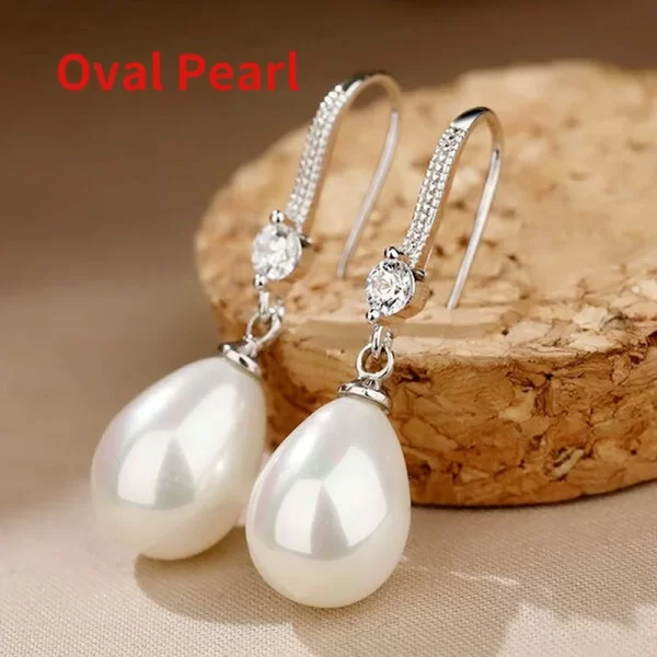 Exquisite Fashion Silver Color Water Imitation Pearls Drop Earrings for Women Shiny Red Green Round Imitation Pearls Earrings - Image 3