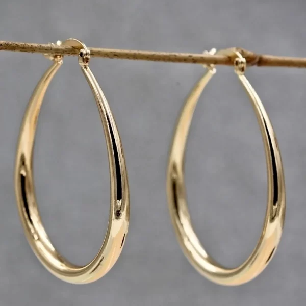 Shine Gold Color Women Earrings Fashion Smooth Hoop Earrings for Women Engagement Wedding Jewelry Gift - Image 2