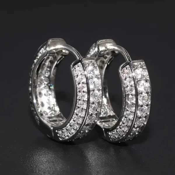 Iced Out Hoop Earrings Cubic Zirconia Huggie Cartilage Cuff Hypoallergenic Luxury Fashion Round Earrings for Men Jewelry - Image 3